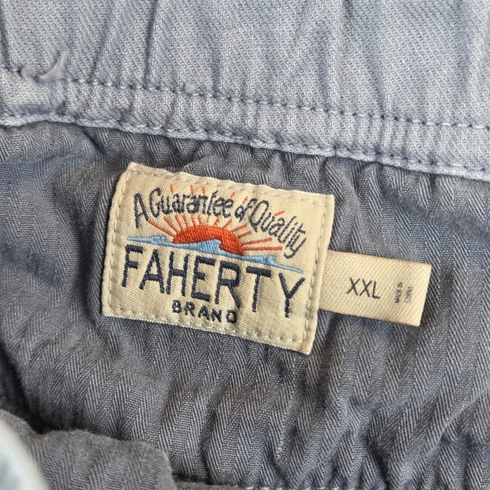 Faherty Brand‎ Mens Essential Drawstring Shorts Blue Gray Organic Cotton XXL